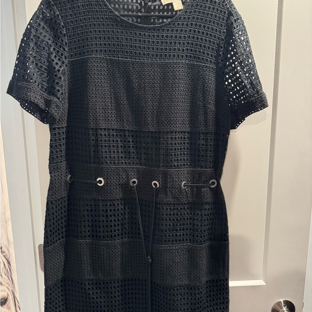 Michael Kors Black Eyelet Mini Dress Crochet
